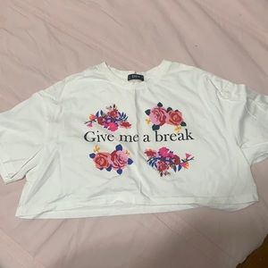 SHEIN floral white cropped top